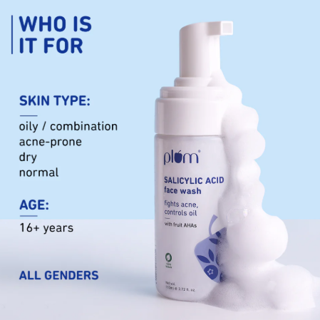 Plum 1% Encapsulated Salicylic Acid Foaming Face Wash for Acne 