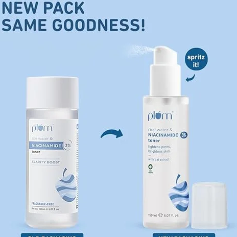 Plum 3% Niacinamide & Rice Water Toner for Bright Skin