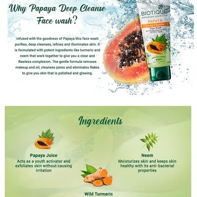 Biotique Papaya Deep Cleanse Face Wash