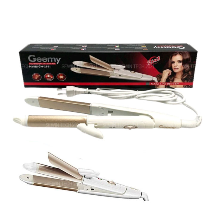 Geemy GM-2961 2-in-1 professional portable hair straightener and curling iron