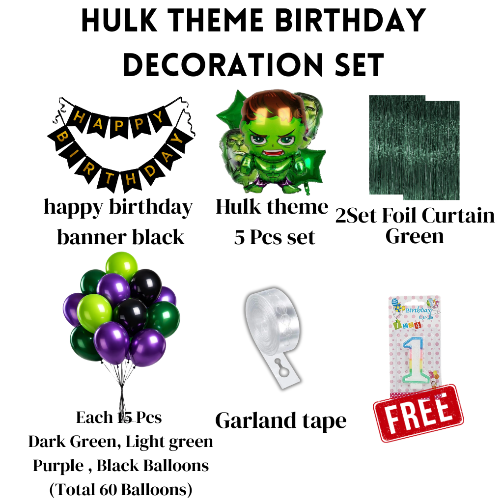 Hulk Theme Birthday Decoration Full Set