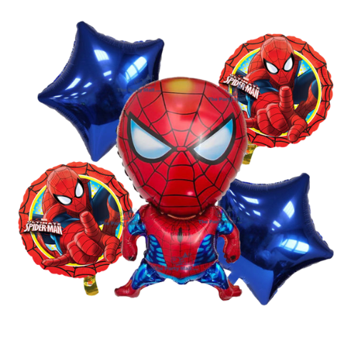 Spder Man Theme 5 Pcs Foil Balloon Set