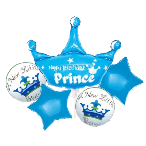 Happy Birthday Prince 5 Pcs Foil Balloon Set