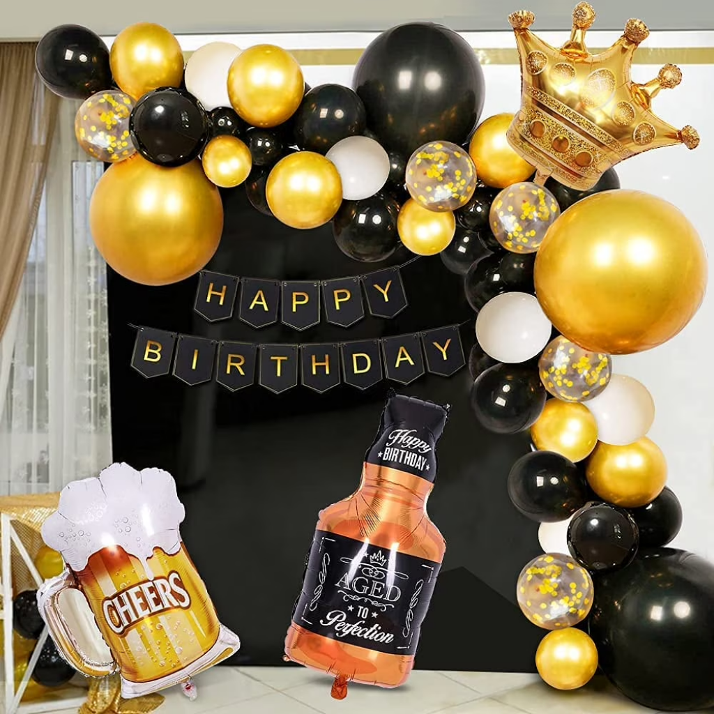Champagne Party Theme Birthday Decoration Set with Crown Foil Balloon